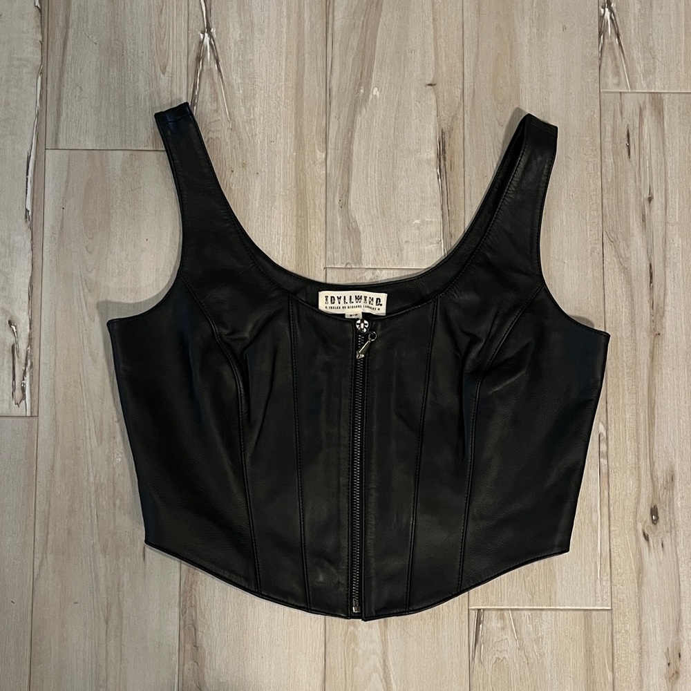 Idyllwind Black Leather Crop Top